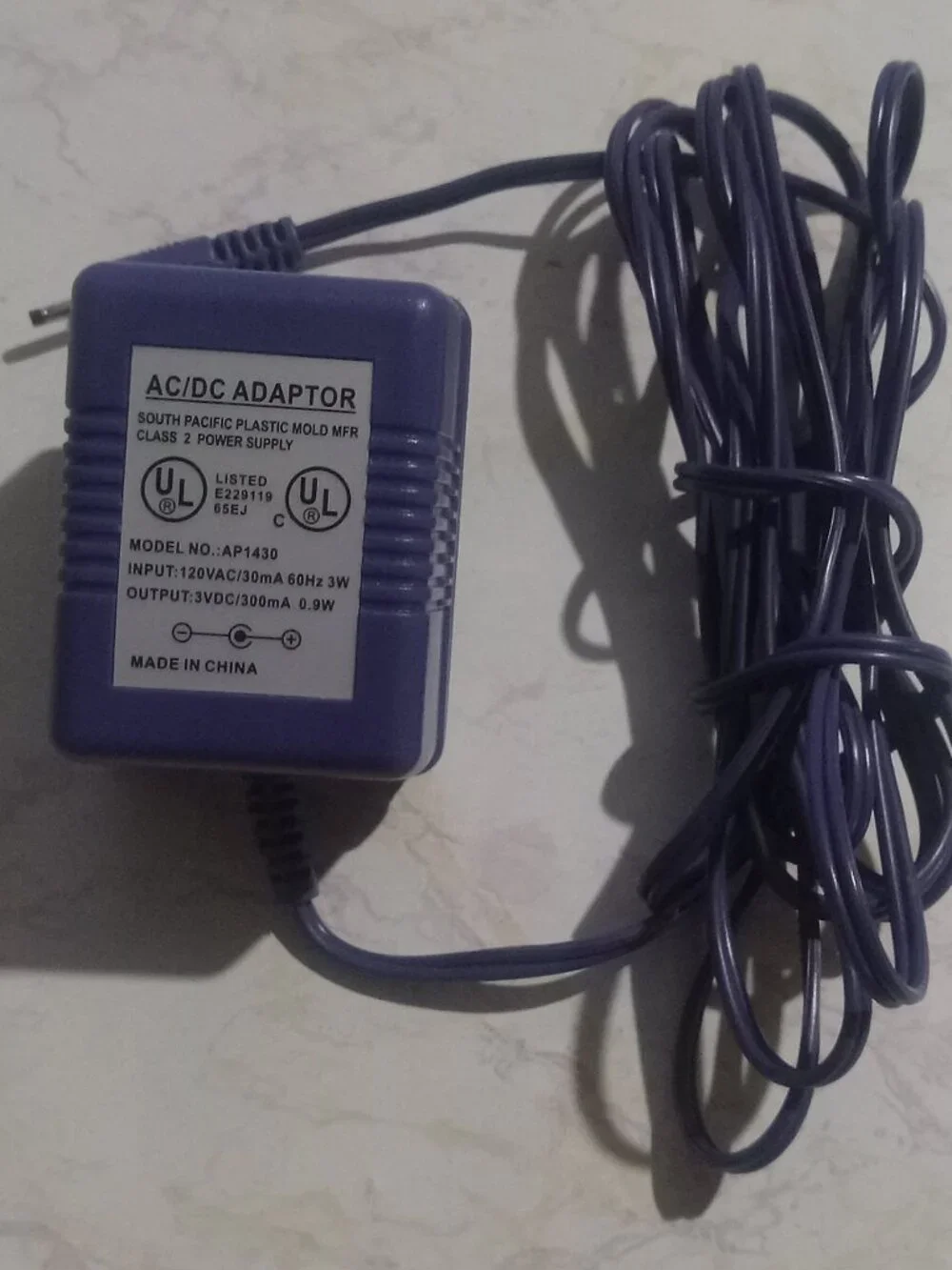 GameBoy Color AC Adapter Charger Tested Indigo Purple AP-1430